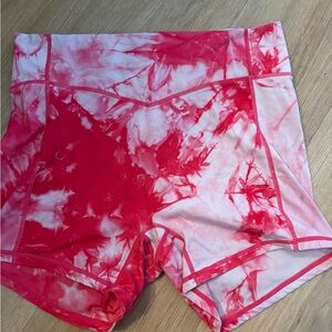 Balance Athletica Red and White Tie-Dye Athletic Shorts